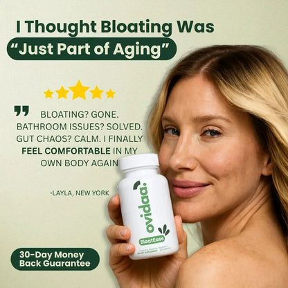 Woman testimonial for BloatEase - stopped bloating after eating with digestive enzymes